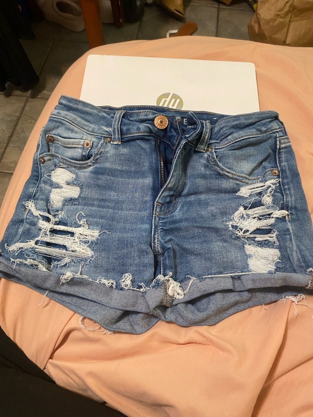 American Eagle Outfitters Distressed Blue Denim Cutoff Shorts size 4